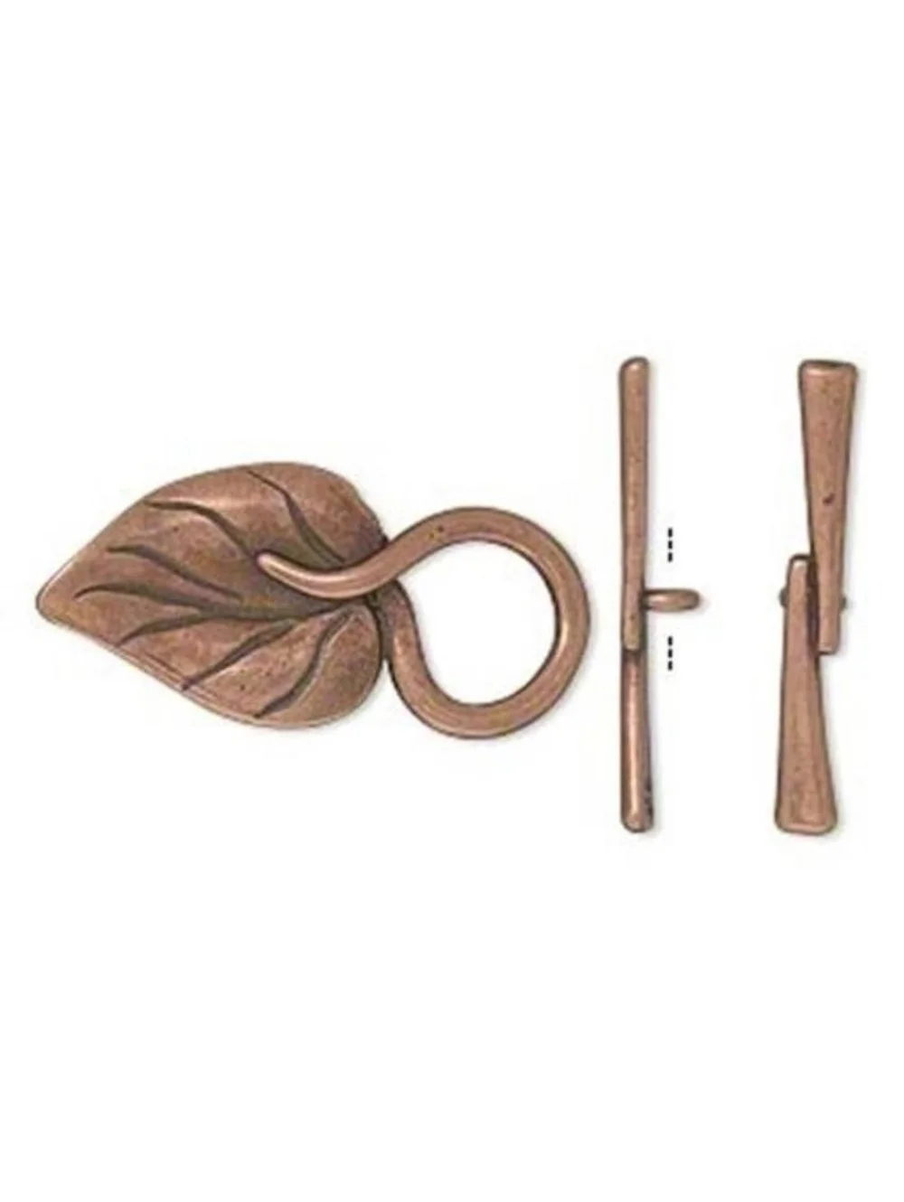 JBB Findings Israel Elegant Antiqued Copper Carved Leaf Fancy Toggle Clasp